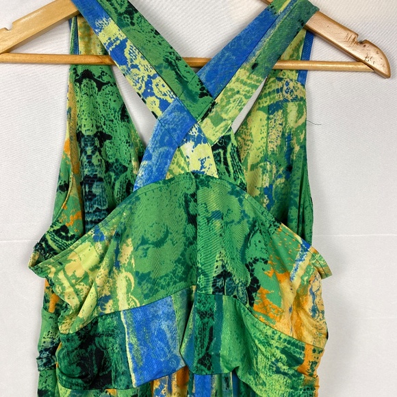 646 Main maxi dress, size 1XL / 2XL, green multi sundress sleeveless criss cross - Picture 9 of 12
